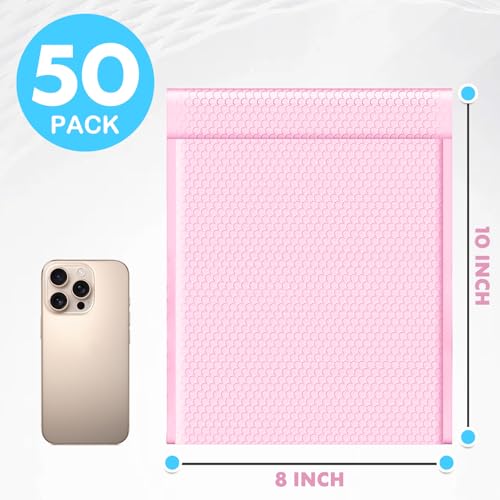 PowerKing Pink Bubble Mailers 8x10 Inch Padded Envelopes 50 Pack - color: Pink, size: 8'' x 10'' - 50Pcs