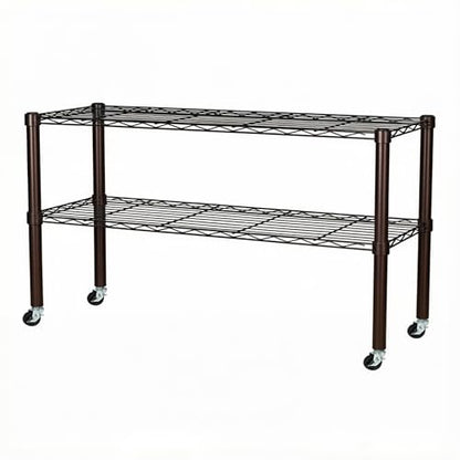 Standing Shelving Units on Casters, 36"W x 14"D x 20"H Metal Storage Rack - color: Black, size: 2-Tiers