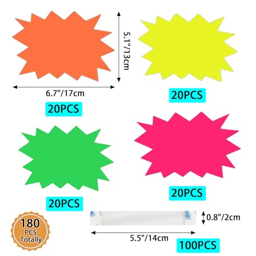 180PCS Starburst Signs for Retail, Price Stickers for Garage Yard Sale