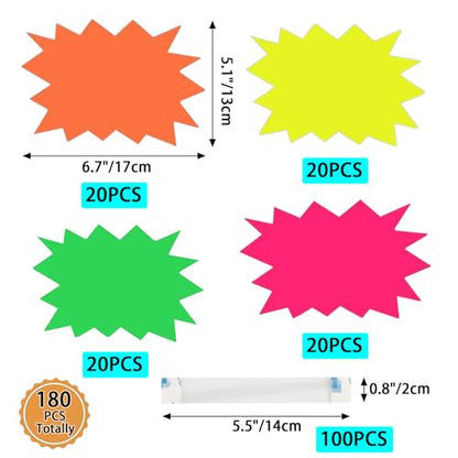 180PCS Starburst Signs for Retail, Price Stickers for Garage Yard Sale