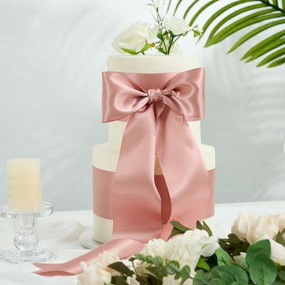 Rose Gold Double-Faced Satin Ribbon, 3 Inch x 10 Yards - color: Blush