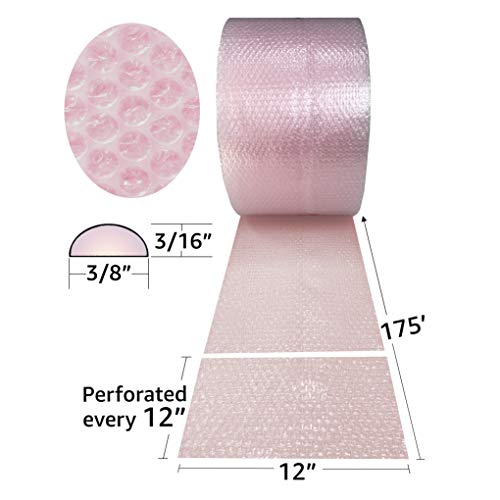 Pink Anti-Static Bubble Roll, 12" x 175', Small 3/16" - color: Pink Antistatic, size: 12" x 175' Small 3/16"