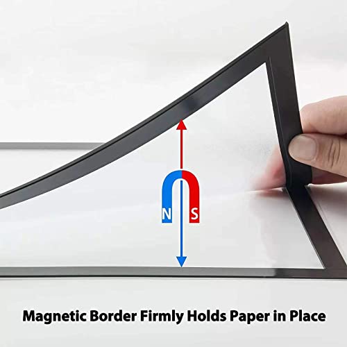 JIUYE Magnetic Sign Holder 8.5 x 11 Wall Mount,Self Adhesive Picture Display Frame as Document Poster Paper Holder,Magnetic Framed Holder with Clear PVC Cover,Black 6pcs (Pack of 3) - color: Black, size: 6Pcs (Pack of 3)