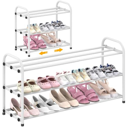 Hleelomi 3-Tier Metal Expandable Shoe Rack for Closet and Entryway, White - color: White, size: 3-Tier