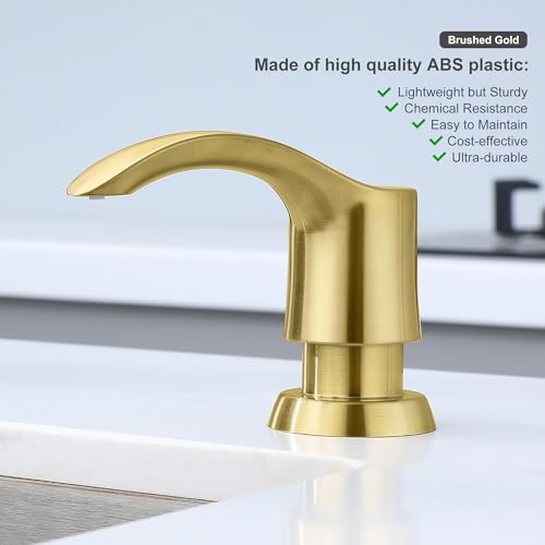 GAGALIFE Kitchen Sink Soap Dispenser with 17 Ounce Large Bottle, G080BG - color: Gold, size: with Bottle