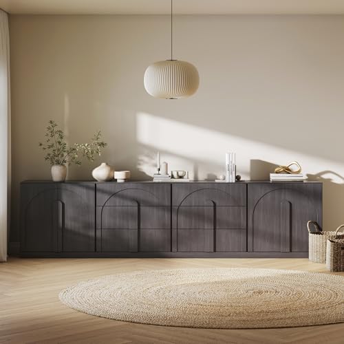 BELLEZE Bijou 4-Piece Modular Sideboard Buffet Cabinet - Ebony - color: Bijou Ebony Bbcc