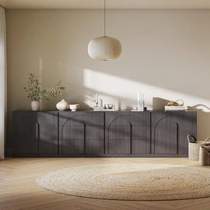 BELLEZE Bijou 4-Piece Modular Sideboard Buffet Cabinet - Ebony - color: Bijou Ebony Bbcc