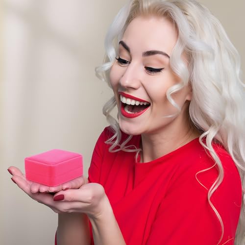 Sureio 24 Pcs Velvet Jewelry Gift Boxes Bulk Hot Pink - color: Hot Pink