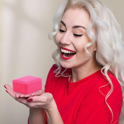 Sureio 24 Pcs Velvet Jewelry Gift Boxes Bulk Hot Pink - color: Hot Pink