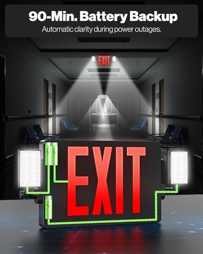 Sunco 6 Pack Black Exit Signs with LED Emergency Lights & Backup Battery - color: Black