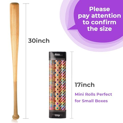 Ribbli Birthday Kraft Wrapping Paper Iridescent Gift Wrapping Paper Mini Roll, 3 Rolls Happy Birthday Polka Dots Stripes Printed Assortment - 17 inch x 120 inch(10feet) Per Roll - color: Iridescent/Brown