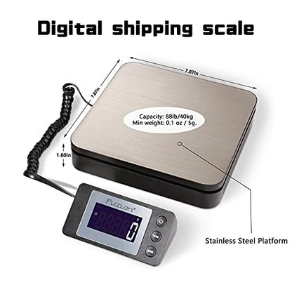 Fuzion Digital Postal Shipping Scale 88lb × 0.1oz with Tare, lb/oz/kg/g - color: Stainless steel+Black