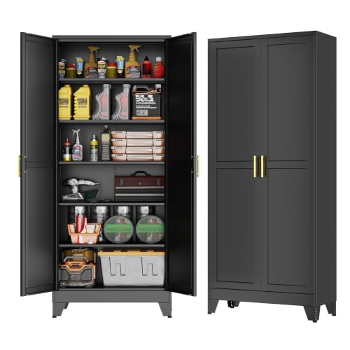 GAIOUS 75''Tall Metal Garage Storage Cabinet,File Cabinet with Door and Adjustable Shelves, Outdoor Steel Tool Cabinet for Home,Office,Warehouse,Garage,Black - color: Balck, size: 15.75"D x 31.5"W x 75.2"H
