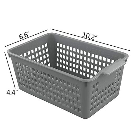 4 Packs Small Plastic Storage Baskets Set, Grey - size: shelf baskets