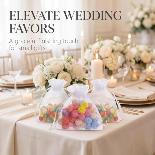 50Pcs White Mini Sheer Organza Gift Bags, 2x3 Breathable Storage Bag with Drawstring, Mesh Bags for Wedding Favor Party Pouch, for Party, Jewelry, Christmas, Festival, Bathroom Soaps,Wrapping Supplie