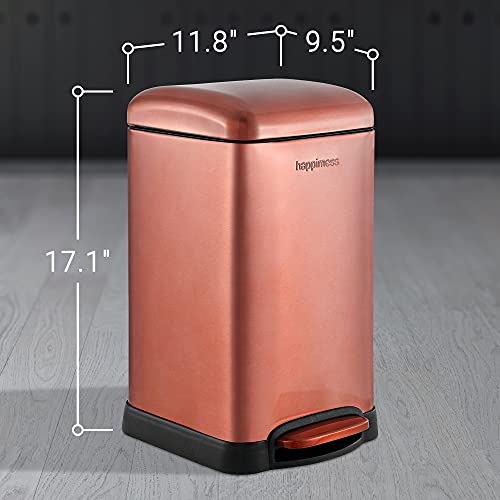 happimess Betty Retro Mini 3.2 Gal Step Trash Can, Rose Gold - color: Rose Gold