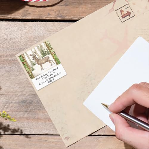 Christmas Pine Square Return Address Labels - Set of 144 1-1/2" x 1-3/4" Self-Adhesive, Flat-Sheet Labels - style: Pine