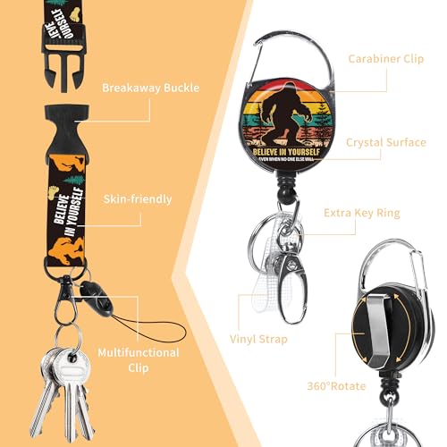 Bigfoot Lanyard with ID Badge Holder and Retractable Badge Reel - color: Bigfoot