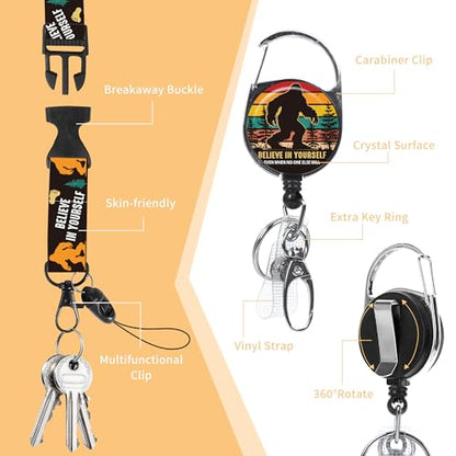 Bigfoot Lanyard with ID Badge Holder and Retractable Badge Reel - color: Bigfoot