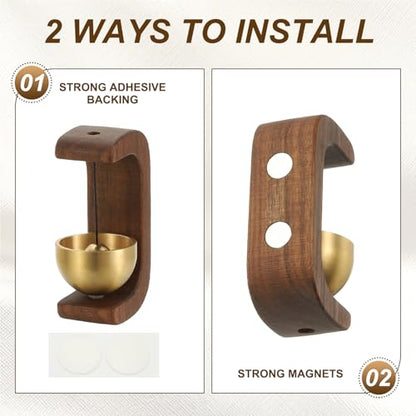 PATIKIL 2Set Shopkeepers Bell Magnetic Hanging Bell, Walnut, C Shape - color: Walnut