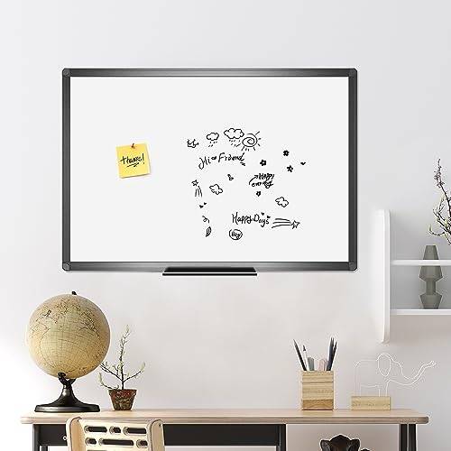 VIZ-PRO Magnetic Dry Erase Board, 48 x 36 Inches, Black Aluminium Frame - size: 48"W x 36"H