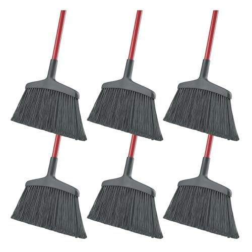 Libman Commercial 997 Wide Commercial Angle Broom, 55" Length, 15" Width, Black/Red, ‎Steel, Plastic/Synthetic Fibers, (Pack of 6)