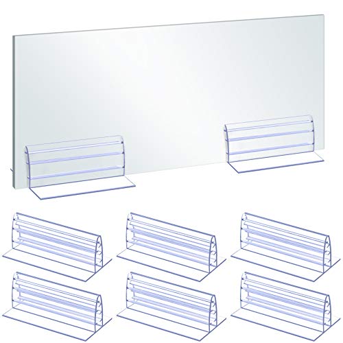 OIIKI 6PCS Self Adhesive Sneeze Guard Holder, Acrylic Panels Holder, Clear
