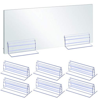 OIIKI 6PCS Self Adhesive Sneeze Guard Holder, Acrylic Panels Holder, Clear
