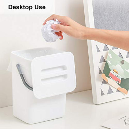 LALASTAR Mini Desktop Trash Can with Lid, Small Countertop Garbage Can, Plastic Tiny Tabletop Wastebasket for Office/Kitchen/Coffee Table, 3L/0.8 Gal, White - color: White, size: 3L-Lift