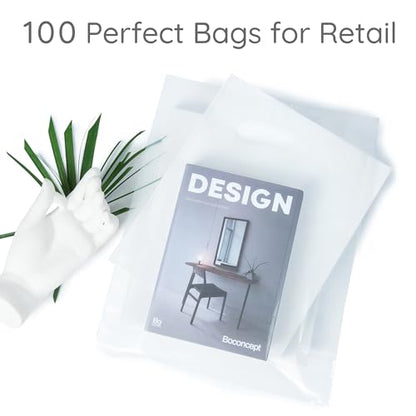 Choice Marts 100 Clear Plastic Bags With Handles 12x15 Merchandise Bags - color: Clear