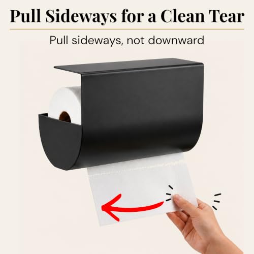 Aureo Covered Paper Towel Holder Under Cabinet, No Drill, Hooks Over Shelf - color: Black