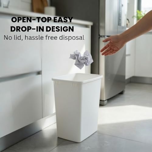 44-Quart Plastic White Trash Can, 11-Gallon, Durable Garbage Bin - color: White, size: Single-Bin
