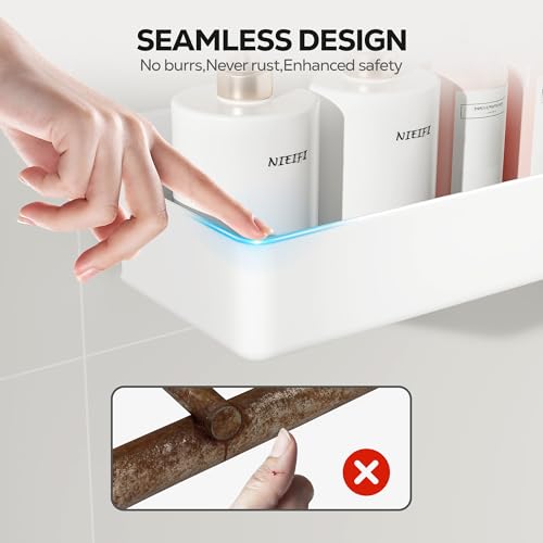 Nieifi Adhesive Shower Shelves, White, 2 Pieces - color: White, size: 2 pieces