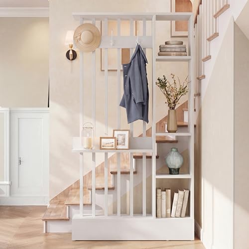 Tribesigns Wall Room Divider with Shelves, 71" Freestanding Room Divider - color: White