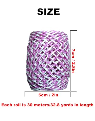 LJY 9 Rolls Raffia Paper Twine, 9 Colors, 32.8 yd Each for Gift Wrapping