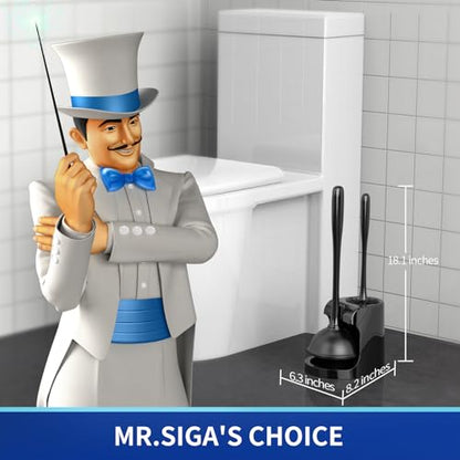 MR.SIGA Toilet Plunger and Bowl Brush Combo for Bathroom Cleaning, Black - color: Black, size: One Size