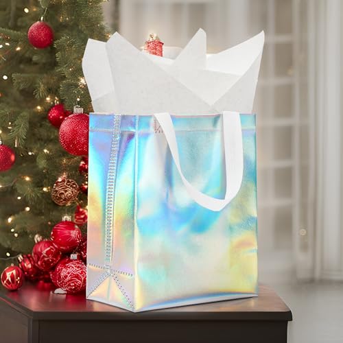 KeerxunBag Gift Bags Set (12-piece) includes inner liner paper - color: holographic