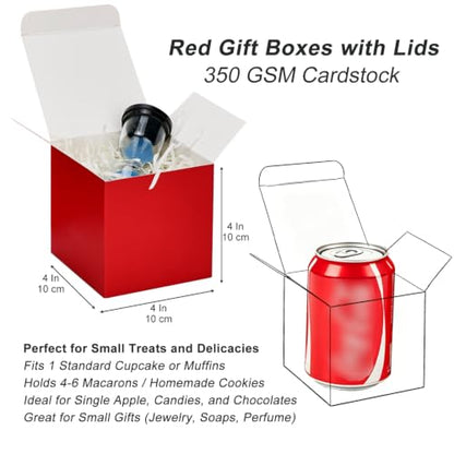 Aosric Red Gift Boxes with Lids 4x4x4 Inch, 24 Pack - color: Red