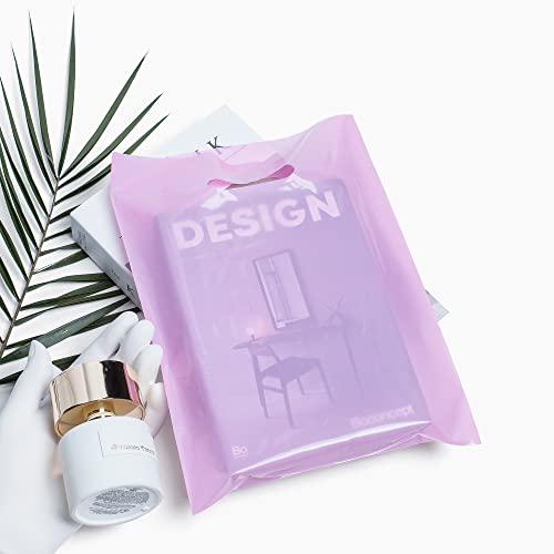 100 Pastel Pink Plastic Bags With Handles 9x12 Merchandise Bags - color: Pastel Pink