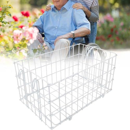 Large Capacity Folding Metal Wheelchair Basket Rear Basket Wheelchair Scooter Basket for Shopping Travel 40x26x20cm