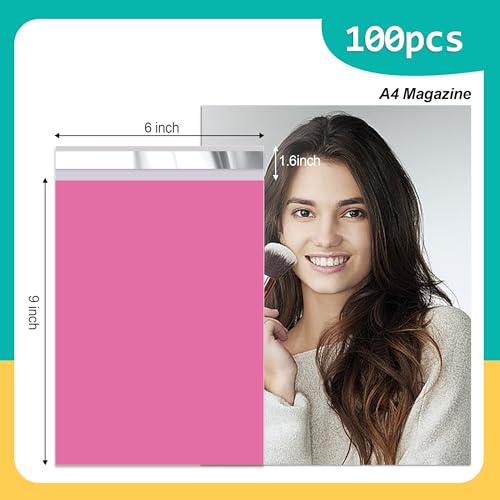 Poly Mailers 6x9 Inch, 100 Pack, Pink Shipping Bags, 2.4 Mil - color: Pink, size: 6x9 Inch 100 Pcs