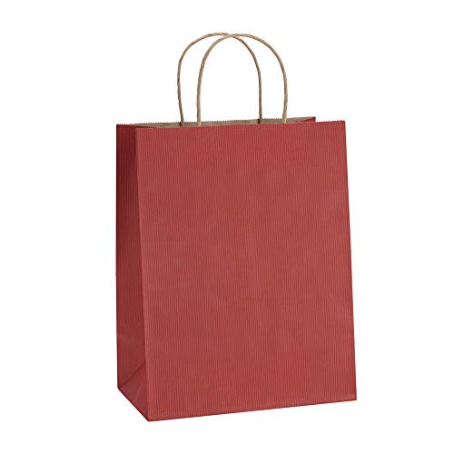 BagDream Medium Gift Bags with Handles 8x4.25x10.5 Inch Red 100 Pack Bulk - color: Red