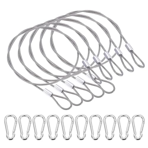 PATIKIL 20.5" Safety Cable Lock Security Wire Ropes w 10 Spring Buckle 5Pcs - color: Clear, size: 20.5 Inch