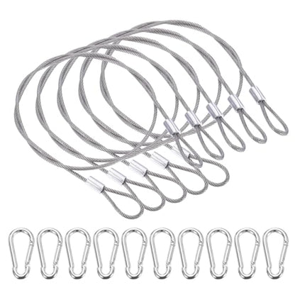 PATIKIL 20.5" Safety Cable Lock Security Wire Ropes w 10 Spring Buckle 5Pcs - color: Clear, size: 20.5 Inch