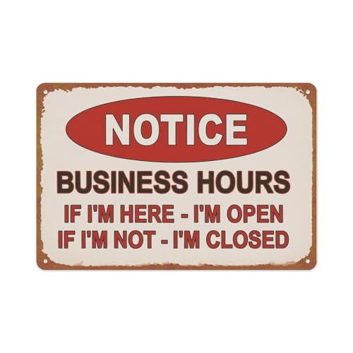 Notice Business Hours Open And Closed Sign Aluminum Metal Sign Posters 8x12 Inch For Living Room Bedroom Bathroom Decoration