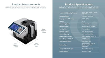 AccuBANKER D700 Duo Value Counter and Counterfeit Detector - style: Base Unit with Counterfeit Detection