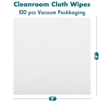 100 Pcs Cleanroom Cloth Wipes Microfiber Lint Free Cloth Disposable Clean Cloths Laser Sealed Edge for Lab Semiconductor Industries and Printing (9 x 9 Inches) - size: 9 x 9 Inches