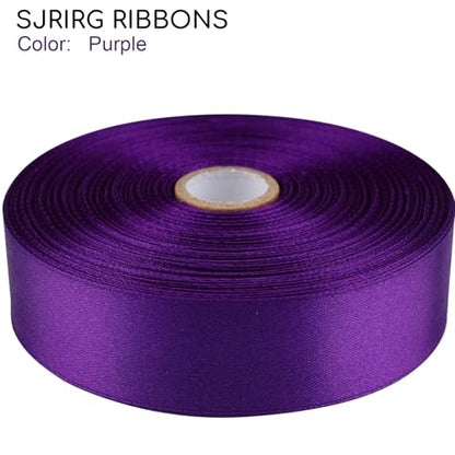 1 Inch Purple Satin Ribbon 50 Yards Single Face Polyester - color: Purple, size: 1 inch