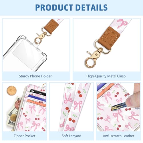 Piefly Cute Bow Lanyard Wallet with ID Badge Holder, Small RFID Keychain - color: Cute Bow