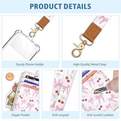 Piefly Cute Bow Lanyard Wallet with ID Badge Holder, Small RFID Keychain - color: Cute Bow